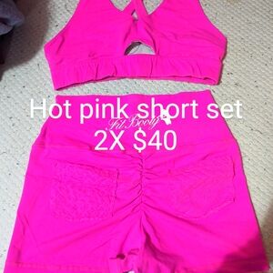 Fitbooty Apparel Size 2X Hot Pink shorts and bra set